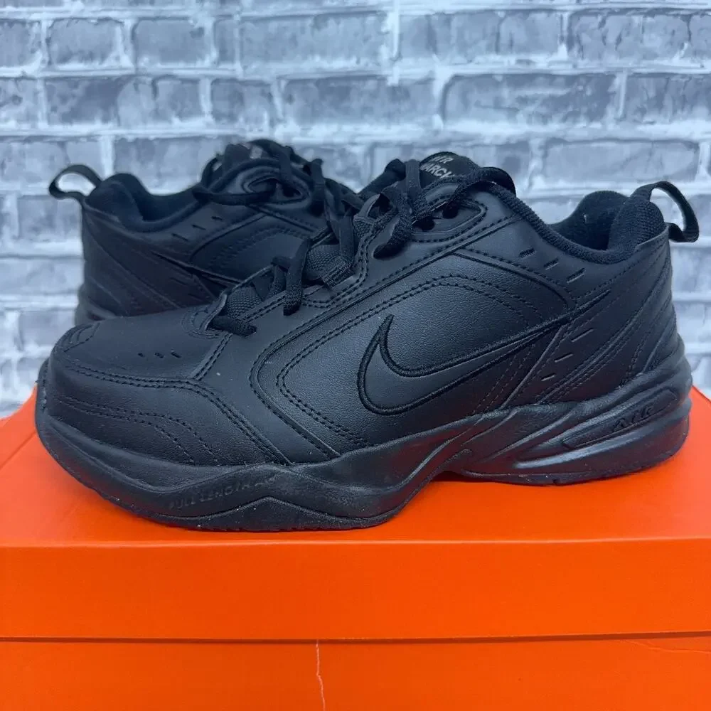 Nike Air Monarch IV Triple Black Athletic Dad Shoes 416355-001 Mens Size 7.5 4E